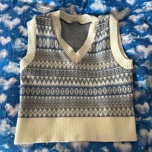 Blue pattern knitted vest